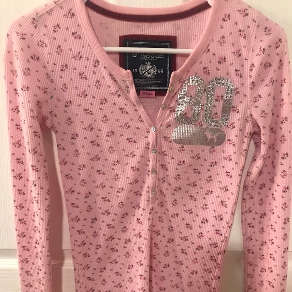 PINK Victoria's Secret Tops - 💖VS Size S baby Pink BLING thermal Henley💖